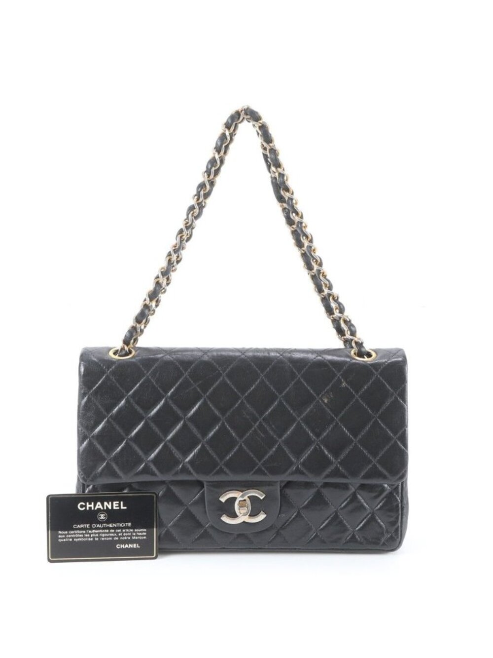 Chanel Card Quilted Double Flap Lambskin 2-Way Shoulder Bag